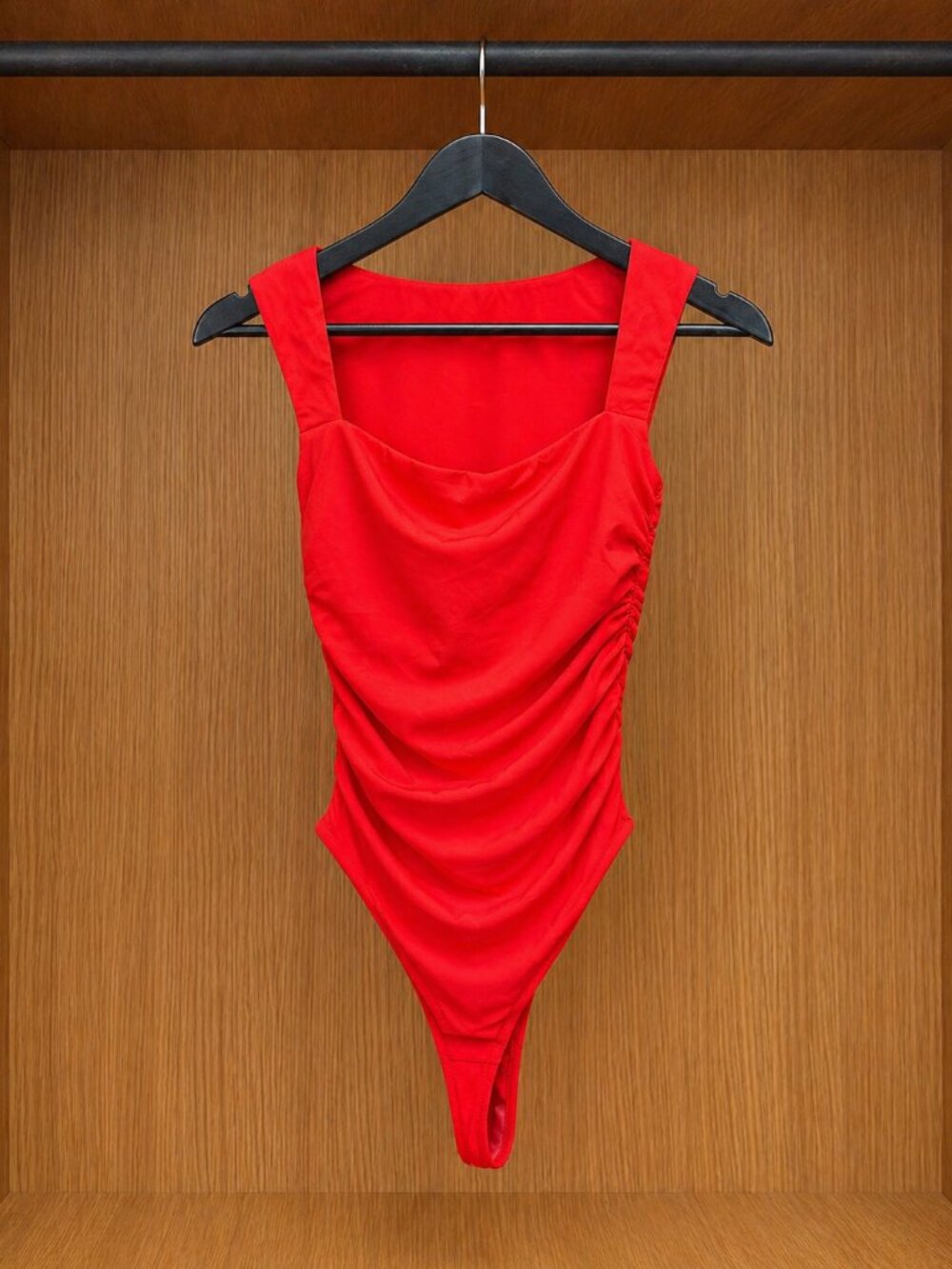 Popilush Shapewear Bluetag Ruched Square Neck Sculpting Bodysuit